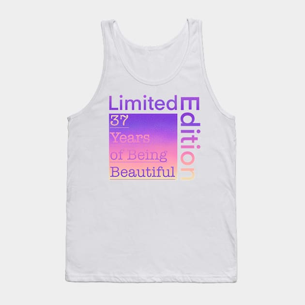 37 Year Old Gift Gradient Limited Edition 37th Retro Birthday Tank Top by Designora